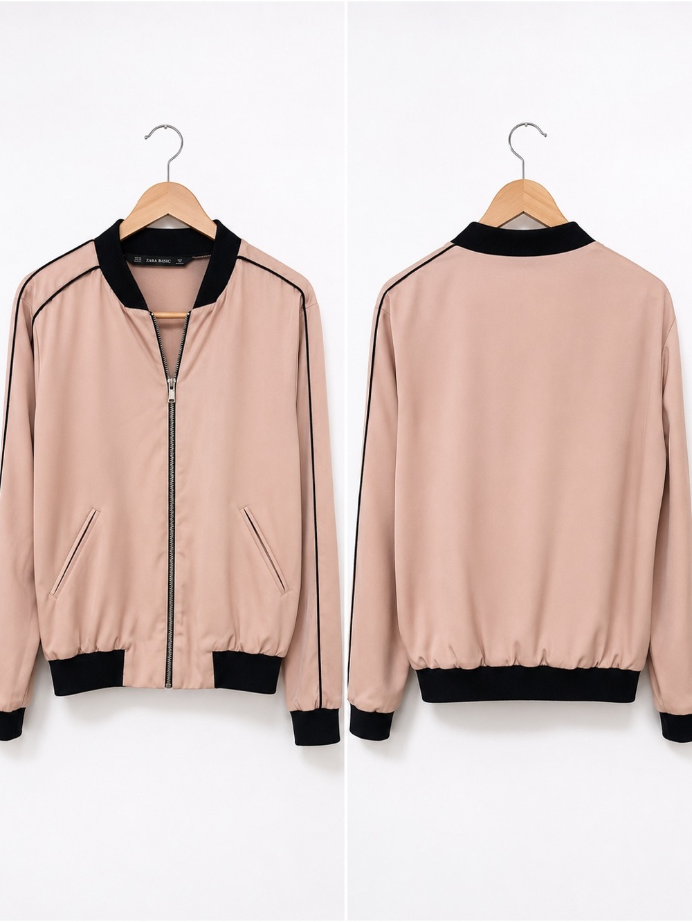 Zara Blush Pink Jacket with Black Trim classy